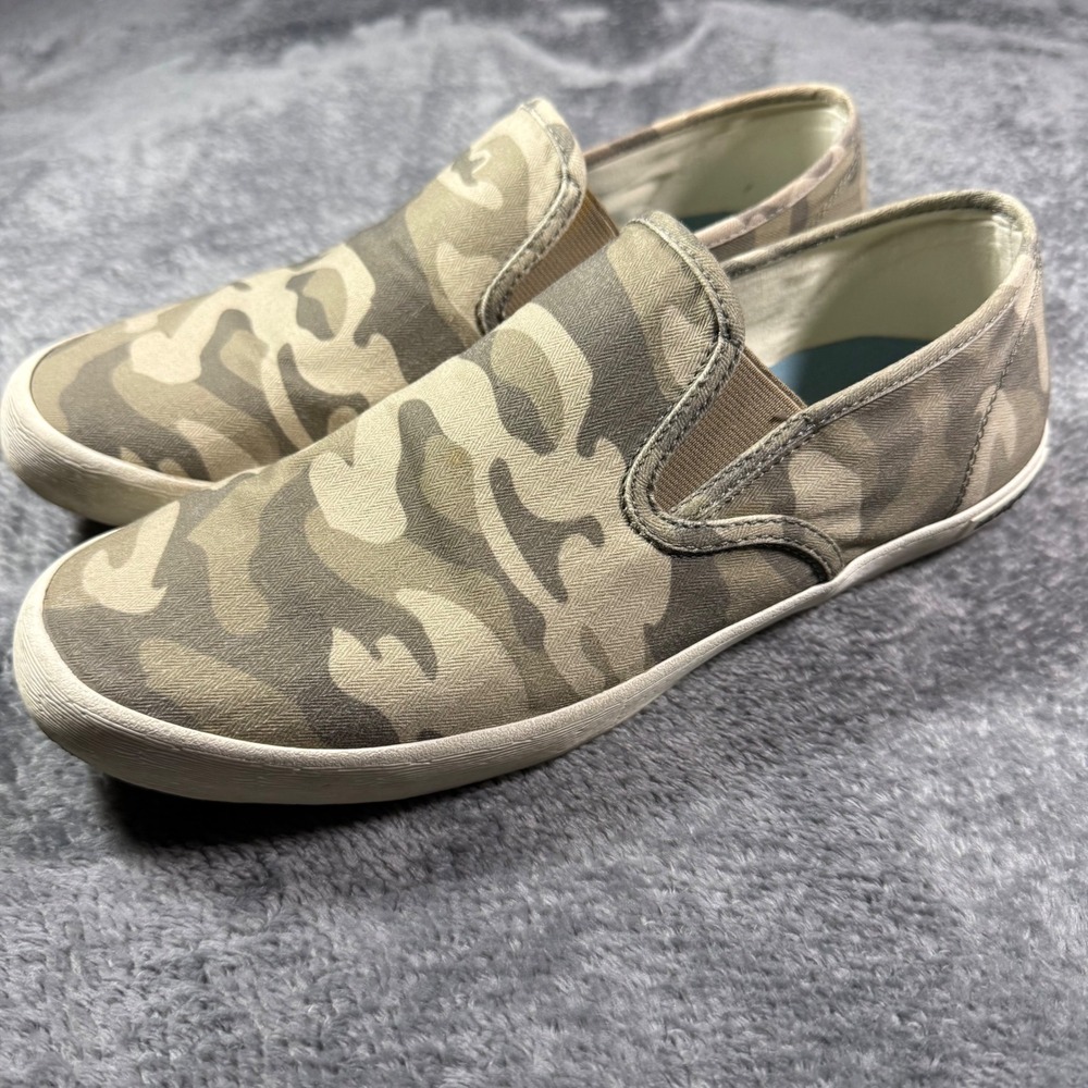 SeaVees Mens Baja Slip On Sage Camo Herringbone Twill Sneakers 10.5 Camouflage